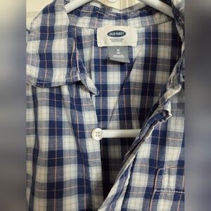 Old Navy boys Casual Blue and White Plaid Shirt